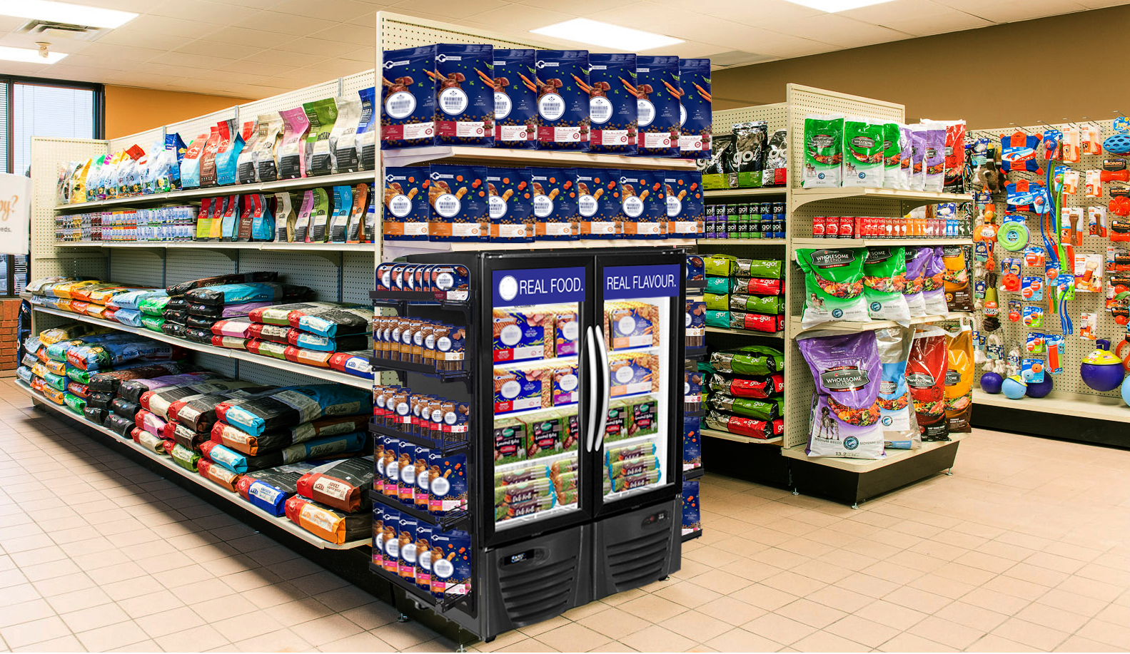 Due North refrigerated merchandisers in pet store